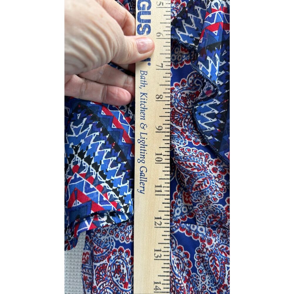 Rabbit Rabbit Rabbit Designs Boho Paisley Cold Shoulder Ruffle Midi Dress Size 8 - Picture 5 of 11